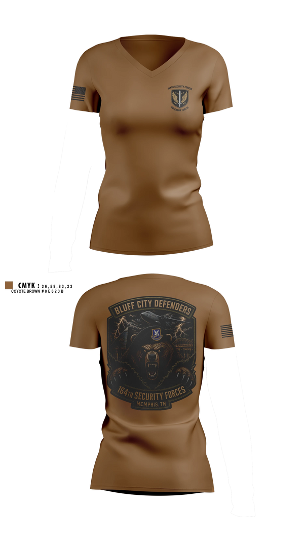 Womens Short Sleeve Vneck Shirt, 164th security forces, Air Force, Teamtime, Team time, sublimation, custom sports apparel, team uniforms, spirit wear, spiritwear, sports uniforms, custom shirts, team store, custom team store, fundraiser sports, apparel fundraiser