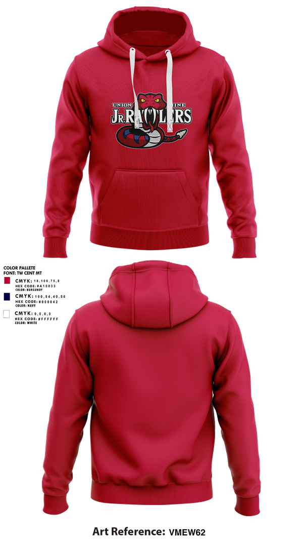 Hoodie, Union Mine Jr. Rattlers Football And Cheer, , Teamtime, Team time, sublimation, custom sports apparel, team uniforms, spirit wear, spiritwear, sports uniforms, custom shirts, team store, custom team store, fundraiser sports, apparel fundraiser