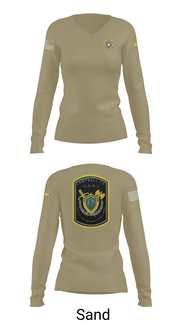 Womens Long Sleeve Vneck Shirt, C.C.S.O. CERT, , Teamtime, Team time, sublimation, custom sports apparel, team uniforms, spirit wear, spiritwear, sports uniforms, custom shirts, team store, custom team store, fundraiser sports, apparel fundraiser