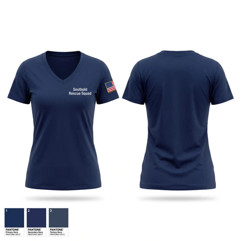 Womens Short Sleeve Vneck Shirt, Southold Rescue Squad, EMS/EMT, Teamtime, Team time, sublimation, custom sports apparel, team uniforms, spirit wear, spiritwear, sports uniforms, custom shirts, team store, custom team store, fundraiser sports, apparel fundraiser