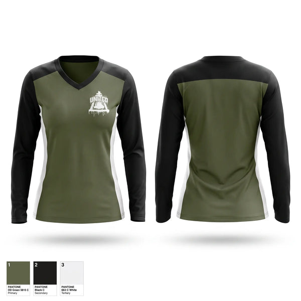 Womens Long Sleeve Vneck Shirt, Riverside United, Baseball, Teamtime, Team time, sublimation, custom sports apparel, team uniforms, spirit wear, spiritwear, sports uniforms, custom shirts, team store, custom team store, fundraiser sports, apparel fundraiser