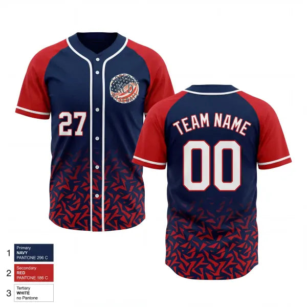 Full Button Baseball Jersey, KCD Freedom, Baseball, Teamtime, Team time, sublimation, custom sports apparel, team uniforms, spirit wear, spiritwear, sports uniforms, custom shirts, team store, custom team store, fundraiser sports, apparel fundraiser