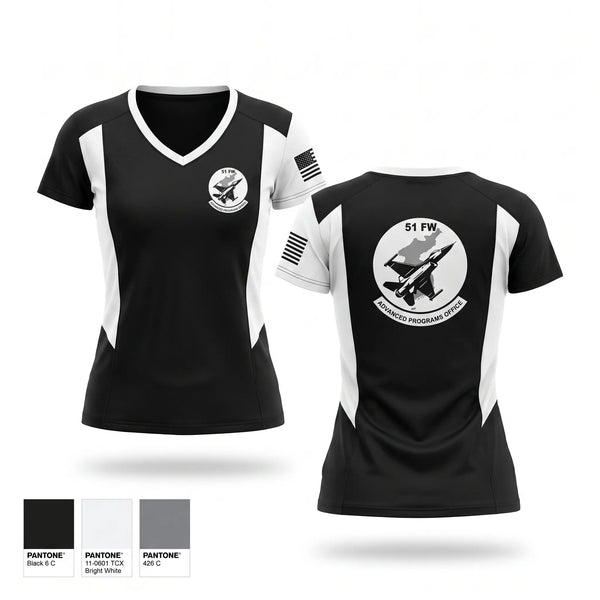 Womens Short Sleeve Vneck Shirt, 51st Fighter Wing Advanced Programs Office, Air Force, Teamtime, Team time, sublimation, custom sports apparel, team uniforms, spirit wear, spiritwear, sports uniforms, custom shirts, team store, custom team store, fundraiser sports, apparel fundraiser