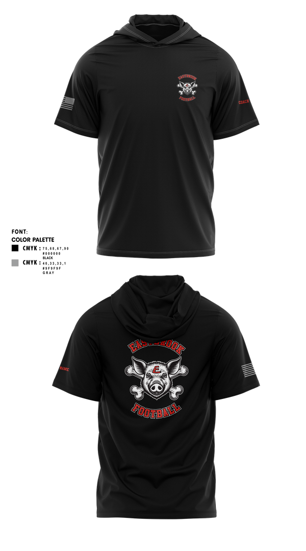 Short Sleeve Performance Shirt with hood, Eastbrook Football, Army, Teamtime, Team time, sublimation, custom sports apparel, team uniforms, spirit wear, spiritwear, sports uniforms, custom shirts, team store, custom team store, fundraiser sports, apparel fundraiser