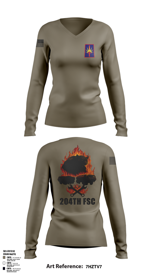 Womens Long Sleeve Vneck Shirt, 204thFSC, National Guard, Teamtime, Team time, sublimation, custom sports apparel, team uniforms, spirit wear, spiritwear, sports uniforms, custom shirts, team store, custom team store, fundraiser sports, apparel fundraiser