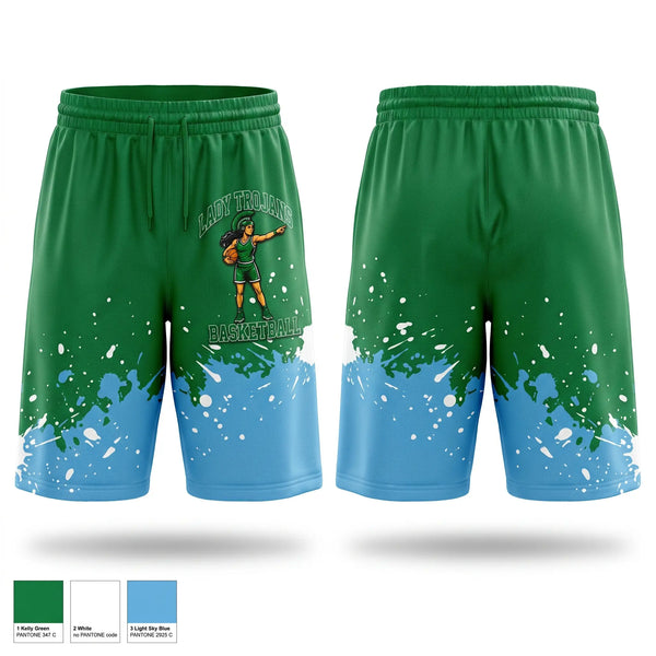 Mens Basketball Shorts, Lady Trojans, Women's Basketball, Teamtime, Team time, sublimation, custom sports apparel, team uniforms, spirit wear, spiritwear, sports uniforms, custom shirts, team store, custom team store, fundraiser sports, apparel fundraiser