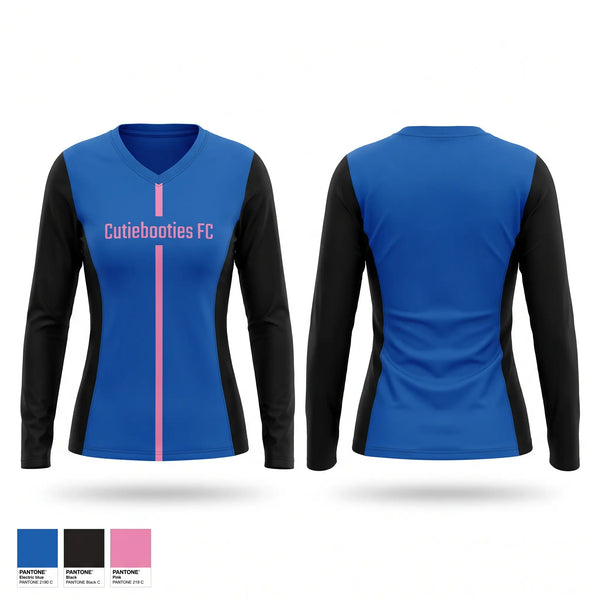 Womens Long Sleeve Vneck Shirt, Cutiebooties FC, Men's Soccer, Teamtime, Team time, sublimation, custom sports apparel, team uniforms, spirit wear, spiritwear, sports uniforms, custom shirts, team store, custom team store, fundraiser sports, apparel fundraiser