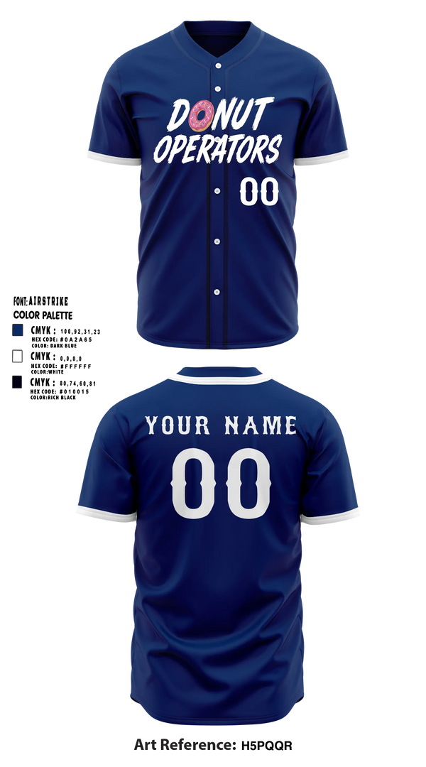 Full Button Baseball Jersey, Donut Operators, Baseball, Teamtime, Team time, sublimation, custom sports apparel, team uniforms, spirit wear, spiritwear, sports uniforms, custom shirts, team store, custom team store, fundraiser sports, apparel fundraiser