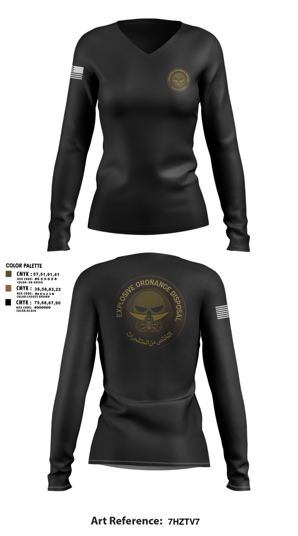 Womens Long Sleeve Vneck Shirt, EOD, , Teamtime, Team time, sublimation, custom sports apparel, team uniforms, spirit wear, spiritwear, sports uniforms, custom shirts, team store, custom team store, fundraiser sports, apparel fundraiser
