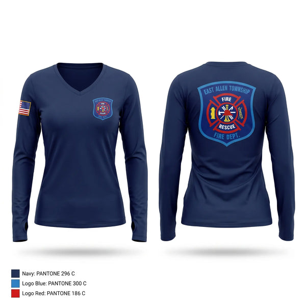 Womens Long Sleeve Vneck Shirt, East Allen, Fire Department, Teamtime, Team time, sublimation, custom sports apparel, team uniforms, spirit wear, spiritwear, sports uniforms, custom shirts, team store, custom team store, fundraiser sports, apparel fundraiser