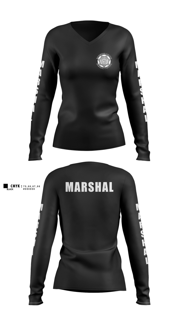 Womens Long Sleeve Vneck Shirt, Richmond County Marshal's Office, Police, Teamtime, Team time, sublimation, custom sports apparel, team uniforms, spirit wear, spiritwear, sports uniforms, custom shirts, team store, custom team store, fundraiser sports, apparel fundraiser