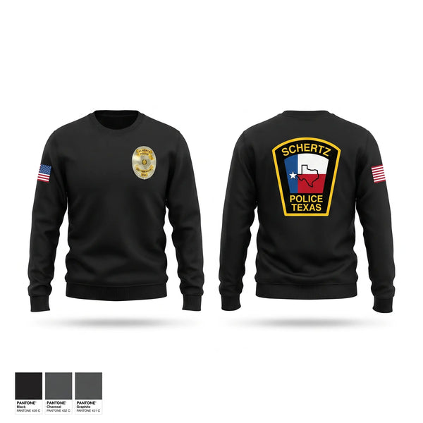 Crew Neck Sweatshirt, Schertz, Police, Teamtime, Team time, sublimation, custom sports apparel, team uniforms, spirit wear, spiritwear, sports uniforms, custom shirts, team store, custom team store, fundraiser sports, apparel fundraiser