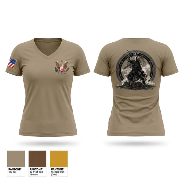 Womens Short Sleeve Vneck Shirt, Senior Leaders Course FY26-009, Army, Teamtime, Team time, sublimation, custom sports apparel, team uniforms, spirit wear, spiritwear, sports uniforms, custom shirts, team store, custom team store, fundraiser sports, apparel fundraiser