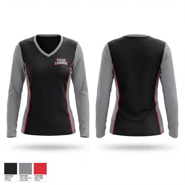 Womens Long Sleeve Vneck Shirt, Texas Legends, Softball, Teamtime, Team time, sublimation, custom sports apparel, team uniforms, spirit wear, spiritwear, sports uniforms, custom shirts, team store, custom team store, fundraiser sports, apparel fundraiser