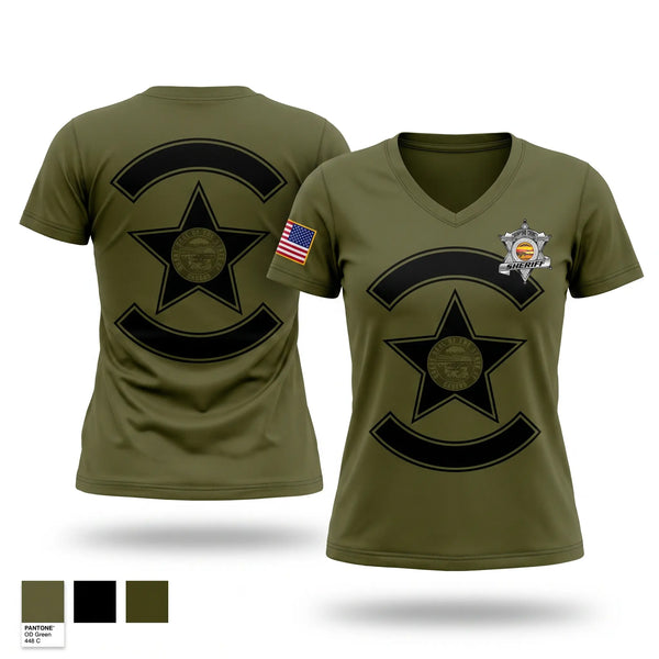 Womens Short Sleeve Vneck Shirt, Crawford county Kansas detectives, Police, Teamtime, Team time, sublimation, custom sports apparel, team uniforms, spirit wear, spiritwear, sports uniforms, custom shirts, team store, custom team store, fundraiser sports, apparel fundraiser