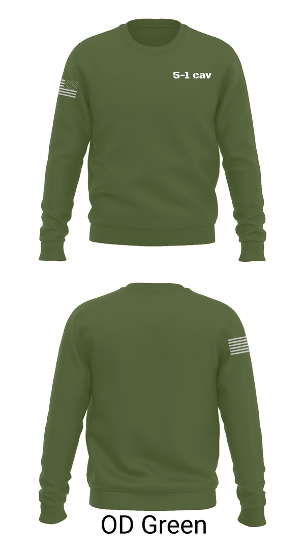 Crew Neck Sweatshirt, 5-1 cav, Army, Teamtime, Team time, sublimation, custom sports apparel, team uniforms, spirit wear, spiritwear, sports uniforms, custom shirts, team store, custom team store, fundraiser sports, apparel fundraiser