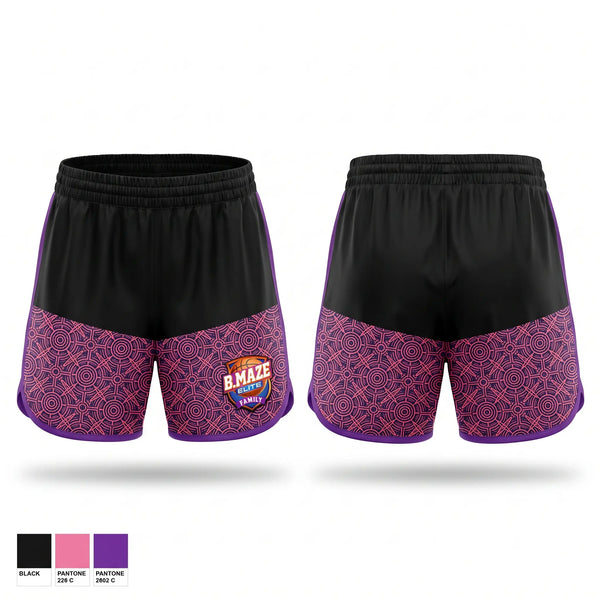 Womens Shorts, B Maze Family Elite, Women's Basketball, Teamtime, Team time, sublimation, custom sports apparel, team uniforms, spirit wear, spiritwear, sports uniforms, custom shirts, team store, custom team store, fundraiser sports, apparel fundraiser