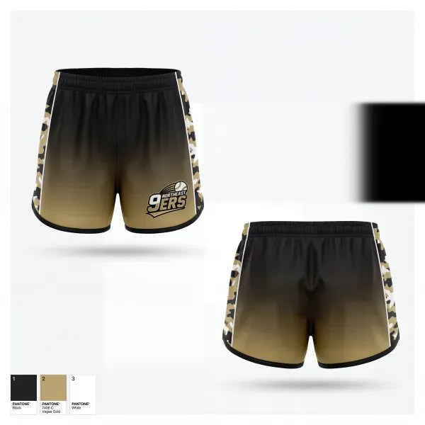 Womens Shorts, Northeast 9ers, Softball, Teamtime, Team time, sublimation, custom sports apparel, team uniforms, spirit wear, spiritwear, sports uniforms, custom shirts, team store, custom team store, fundraiser sports, apparel fundraiser