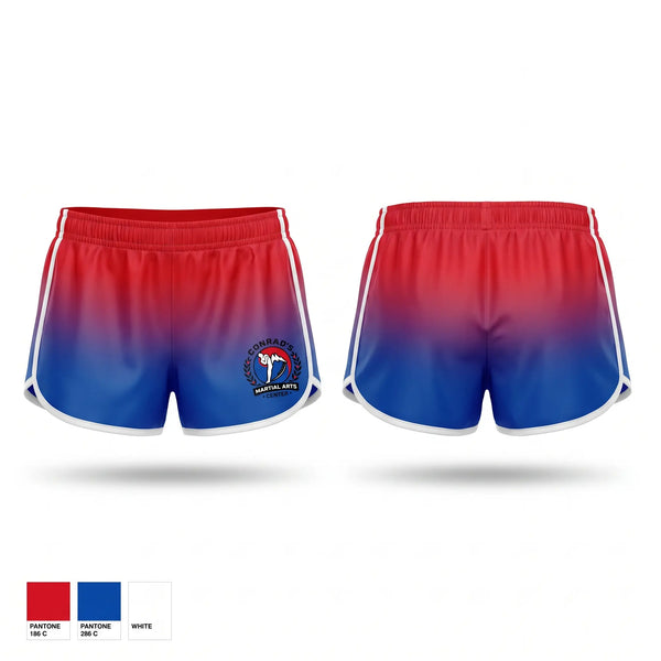 Womens Shorts, Conrad’s Martial Arts Center, , Teamtime, Team time, sublimation, custom sports apparel, team uniforms, spirit wear, spiritwear, sports uniforms, custom shirts, team store, custom team store, fundraiser sports, apparel fundraiser