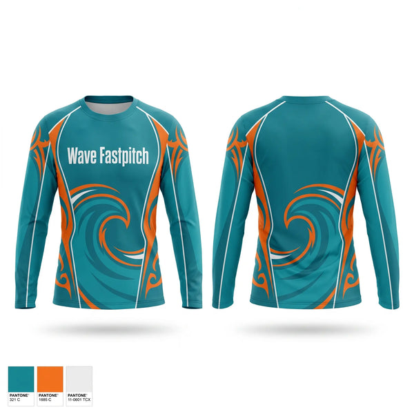 Long Sleeve Performance Shirt, Wave Fastpitch, Softball, Teamtime, Team time, sublimation, custom sports apparel, team uniforms, spirit wear, spiritwear, sports uniforms, custom shirts, team store, custom team store, fundraiser sports, apparel fundraiser