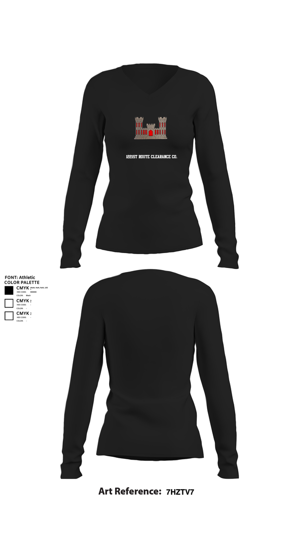 Womens Long Sleeve Vneck Shirt, 1221st Route Clearance Co., National Guard, Teamtime, Team time, sublimation, custom sports apparel, team uniforms, spirit wear, spiritwear, sports uniforms, custom shirts, team store, custom team store, fundraiser sports, apparel fundraiser