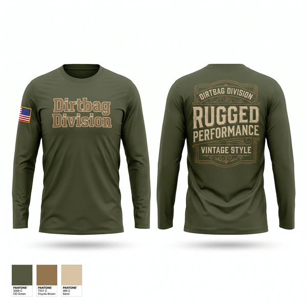 Long Sleeve Performance Shirt, Dirtbag Division, Army, Teamtime, Team time, sublimation, custom sports apparel, team uniforms, spirit wear, spiritwear, sports uniforms, custom shirts, team store, custom team store, fundraiser sports, apparel fundraiser