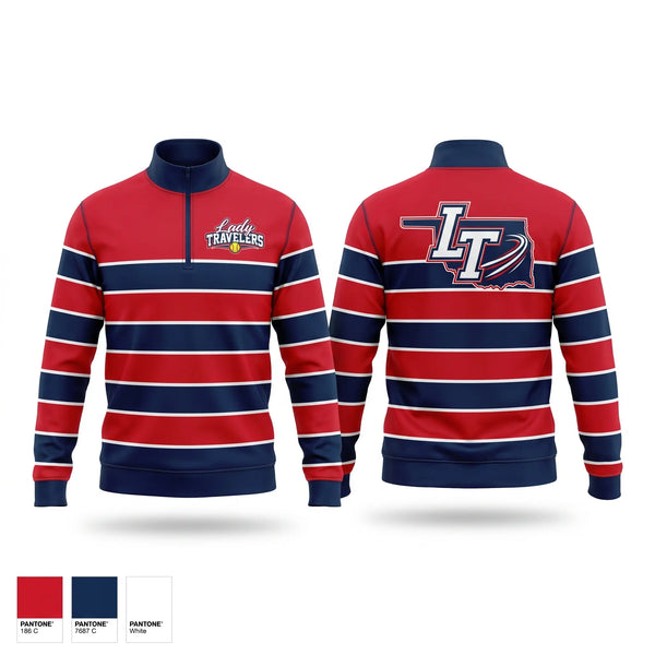 Quarter Zip Jacket, Lady Travelers, Softball, Teamtime, Team time, sublimation, custom sports apparel, team uniforms, spirit wear, spiritwear, sports uniforms, custom shirts, team store, custom team store, fundraiser sports, apparel fundraiser