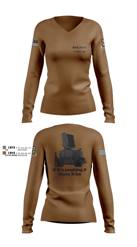 Womens Long Sleeve Vneck Shirt, 1/204th ADA, , Teamtime, Team time, sublimation, custom sports apparel, team uniforms, spirit wear, spiritwear, sports uniforms, custom shirts, team store, custom team store, fundraiser sports, apparel fundraiser