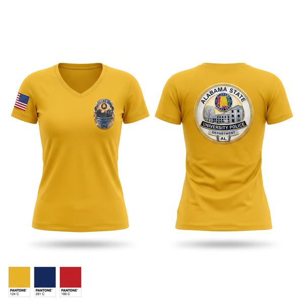 Womens Short Sleeve Vneck Shirt, Alabama State University Police Department, Police, Teamtime, Team time, sublimation, custom sports apparel, team uniforms, spirit wear, spiritwear, sports uniforms, custom shirts, team store, custom team store, fundraiser sports, apparel fundraiser
