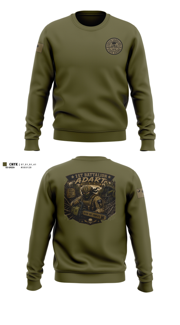 Crew Neck Sweatshirt, 1st Battalion, National Guard, Teamtime, Team time, sublimation, custom sports apparel, team uniforms, spirit wear, spiritwear, sports uniforms, custom shirts, team store, custom team store, fundraiser sports, apparel fundraiser