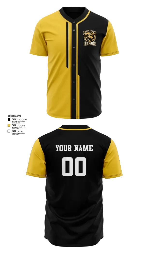 Full Button Baseball Jersey, Sipsey Valley Bears, Baseball, Teamtime, Team time, sublimation, custom sports apparel, team uniforms, spirit wear, spiritwear, sports uniforms, custom shirts, team store, custom team store, fundraiser sports, apparel fundraiser