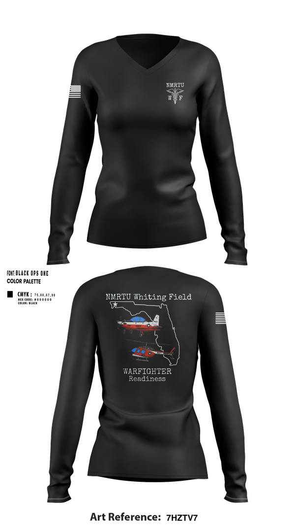 Womens Long Sleeve Vneck Shirt, NMRTU Whiting Field, , Teamtime, Team time, sublimation, custom sports apparel, team uniforms, spirit wear, spiritwear, sports uniforms, custom shirts, team store, custom team store, fundraiser sports, apparel fundraiser
