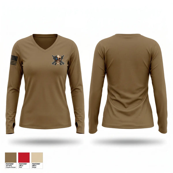 Womens Long Sleeve Vneck Shirt, HSC 615TH ASB, Army, Teamtime, Team time, sublimation, custom sports apparel, team uniforms, spirit wear, spiritwear, sports uniforms, custom shirts, team store, custom team store, fundraiser sports, apparel fundraiser