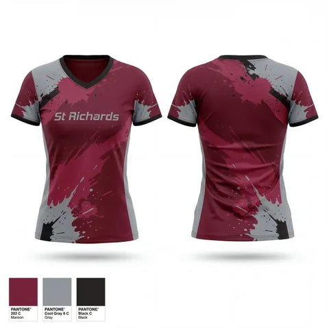 Womens Short Sleeve Vneck Shirt, St. Richards, Baseball, Teamtime, Team time, sublimation, custom sports apparel, team uniforms, spirit wear, spiritwear, sports uniforms, custom shirts, team store, custom team store, fundraiser sports, apparel fundraiser