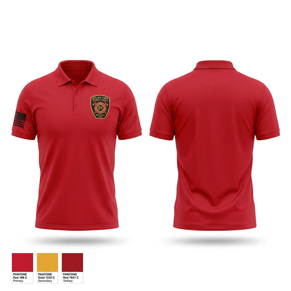 Short Sleeve Performance Polo, Atlas Township Fire Department, Fire Department, Teamtime, Team time, sublimation, custom sports apparel, team uniforms, spirit wear, spiritwear, sports uniforms, custom shirts, team store, custom team store, fundraiser sports, apparel fundraiser