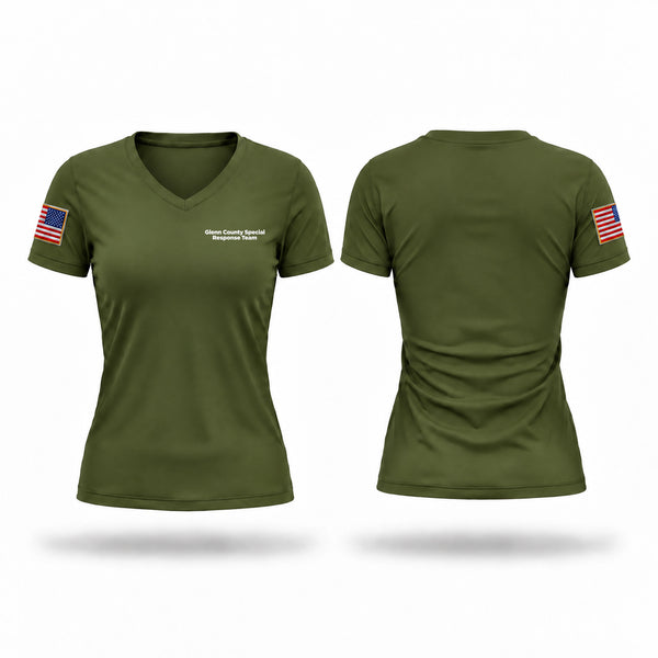 Womens Short Sleeve Vneck Shirt, Glenn County Special Response Team, Police, Teamtime, Team time, sublimation, custom sports apparel, team uniforms, spirit wear, spiritwear, sports uniforms, custom shirts, team store, custom team store, fundraiser sports, apparel fundraiser