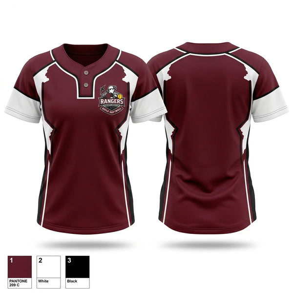 Two Button Softball Jersey, Crosby-Ironton Rangers, Softball, Teamtime, Team time, sublimation, custom sports apparel, team uniforms, spirit wear, spiritwear, sports uniforms, custom shirts, team store, custom team store, fundraiser sports, apparel fundraiser