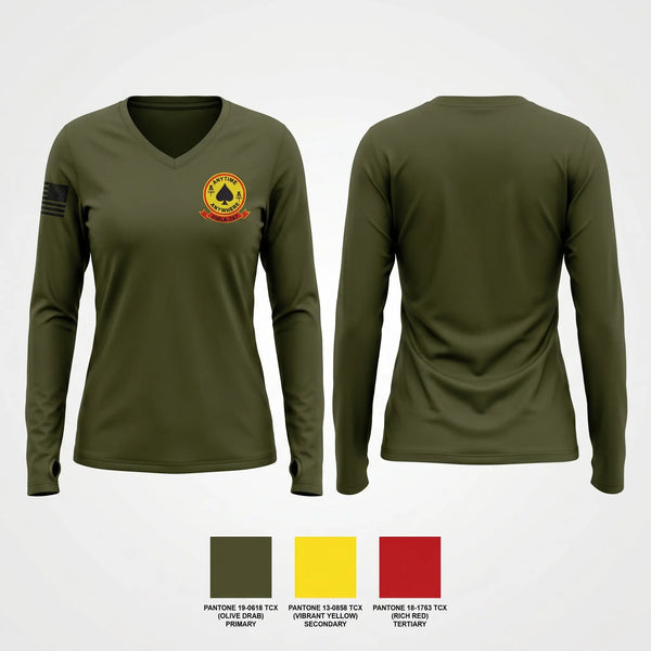 Womens Long Sleeve Vneck Shirt, HMLA-267, Marines, Teamtime, Team time, sublimation, custom sports apparel, team uniforms, spirit wear, spiritwear, sports uniforms, custom shirts, team store, custom team store, fundraiser sports, apparel fundraiser