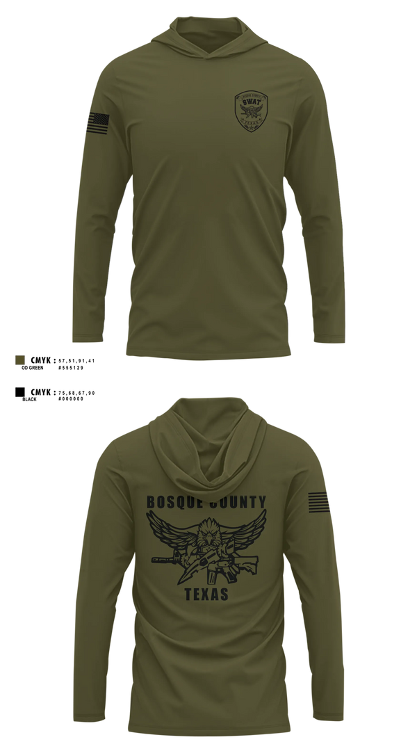 Long Sleeve hooded sunshirt, BOSQUE REGIONAL SWAT TEAM, Police, Teamtime, Team time, sublimation, custom sports apparel, team uniforms, spirit wear, spiritwear, sports uniforms, custom shirts, team store, custom team store, fundraiser sports, apparel fundraiser