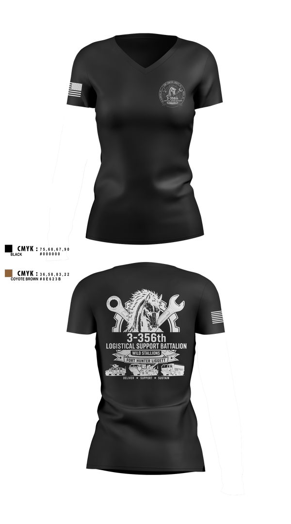 Womens Short Sleeve Vneck Shirt, 3-356 LSB (Wild Stallions), Army, Teamtime, Team time, sublimation, custom sports apparel, team uniforms, spirit wear, spiritwear, sports uniforms, custom shirts, team store, custom team store, fundraiser sports, apparel fundraiser
