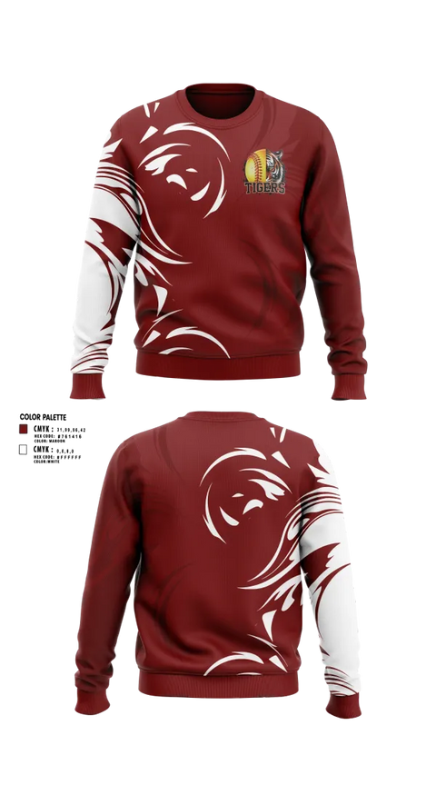 Crew Neck Sweatshirt, Pensacola High Lady Tigers, Softball, Teamtime, Team time, sublimation, custom sports apparel, team uniforms, spirit wear, spiritwear, sports uniforms, custom shirts, team store, custom team store, fundraiser sports, apparel fundraiser