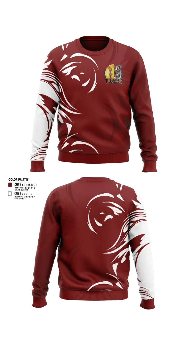 Crew Neck Sweatshirt, Pensacola High Lady Tigers, Softball, Teamtime, Team time, sublimation, custom sports apparel, team uniforms, spirit wear, spiritwear, sports uniforms, custom shirts, team store, custom team store, fundraiser sports, apparel fundraiser