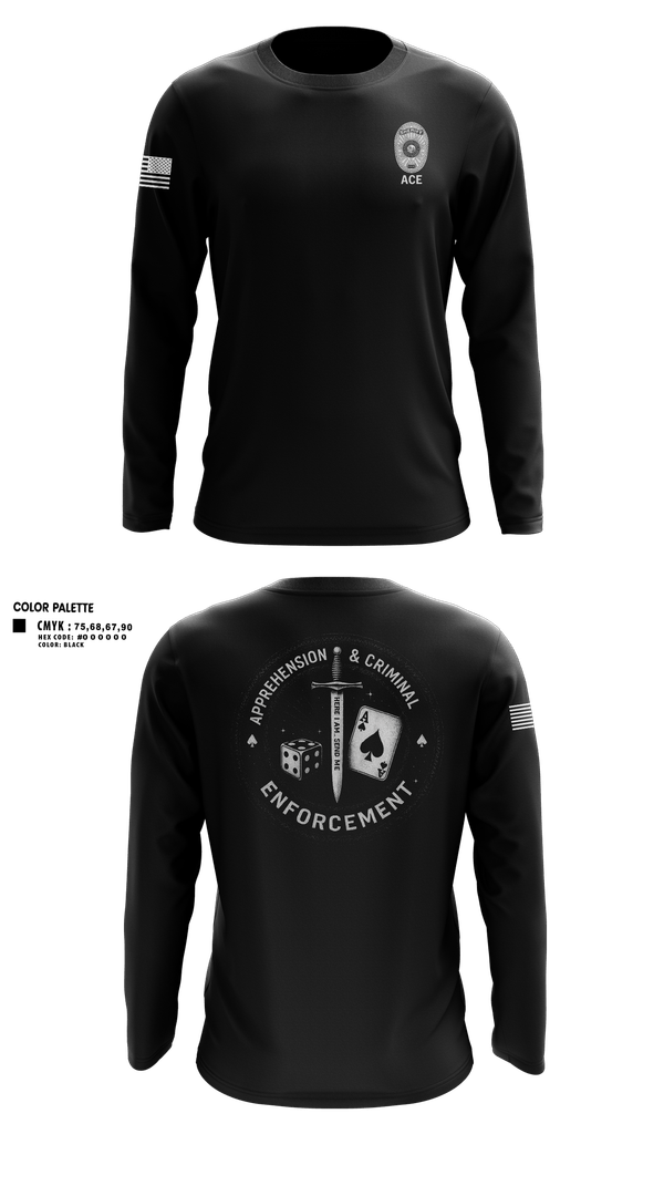Long Sleeve Performance Shirt, ACE, Police, Teamtime, Team time, sublimation, custom sports apparel, team uniforms, spirit wear, spiritwear, sports uniforms, custom shirts, team store, custom team store, fundraiser sports, apparel fundraiser