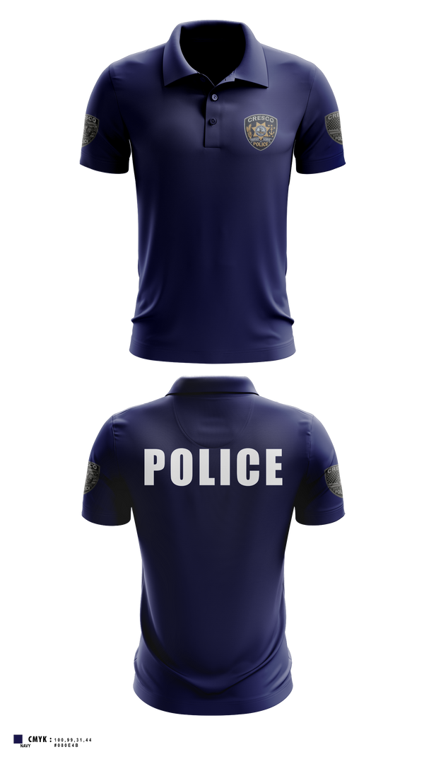 Short Sleeve Performance Polo, Cresco Police Department, Police, Teamtime, Team time, sublimation, custom sports apparel, team uniforms, spirit wear, spiritwear, sports uniforms, custom shirts, team store, custom team store, fundraiser sports, apparel fundraiser