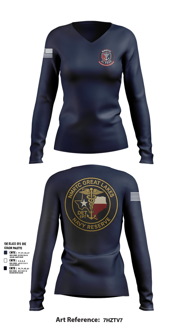 Womens Long Sleeve Vneck Shirt, NMRTC El Paso, , Teamtime, Team time, sublimation, custom sports apparel, team uniforms, spirit wear, spiritwear, sports uniforms, custom shirts, team store, custom team store, fundraiser sports, apparel fundraiser