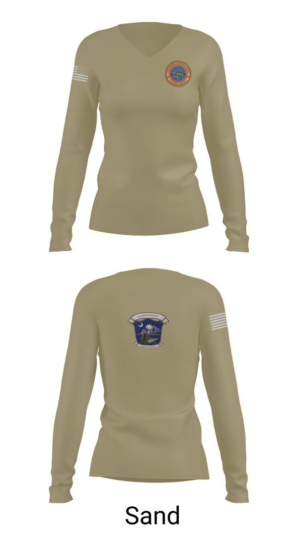 Womens Long Sleeve Vneck Shirt, 4th Medical Logistics, Marines, Teamtime, Team time, sublimation, custom sports apparel, team uniforms, spirit wear, spiritwear, sports uniforms, custom shirts, team store, custom team store, fundraiser sports, apparel fundraiser