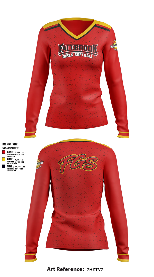 Womens Long Sleeve Vneck Shirt, Fallbrook girls softball, Softball, Teamtime, Team time, sublimation, custom sports apparel, team uniforms, spirit wear, spiritwear, sports uniforms, custom shirts, team store, custom team store, fundraiser sports, apparel fundraiser