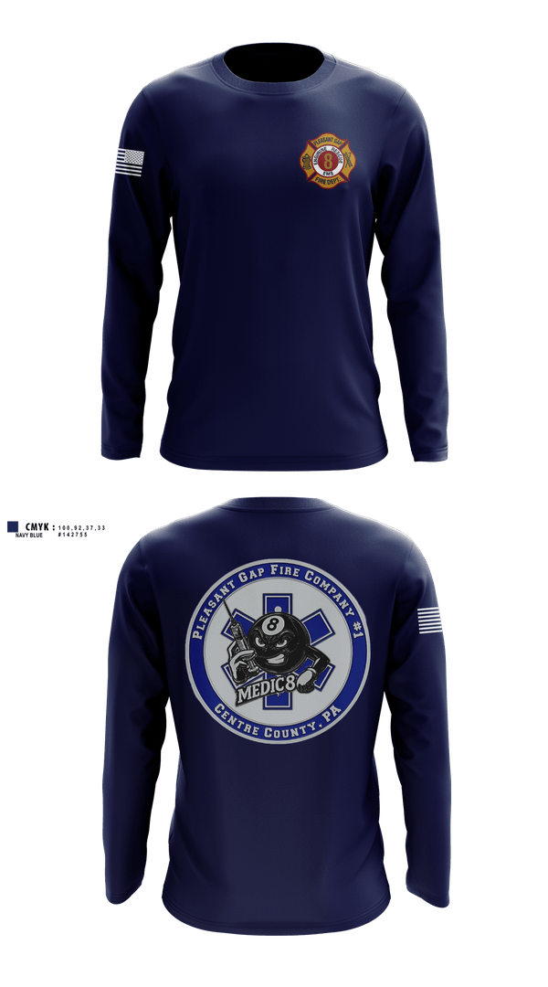 Long Sleeve Performance Shirt, Pleasant Gap Fire Company, EMS/EMT, Teamtime, Team time, sublimation, custom sports apparel, team uniforms, spirit wear, spiritwear, sports uniforms, custom shirts, team store, custom team store, fundraiser sports, apparel fundraiser