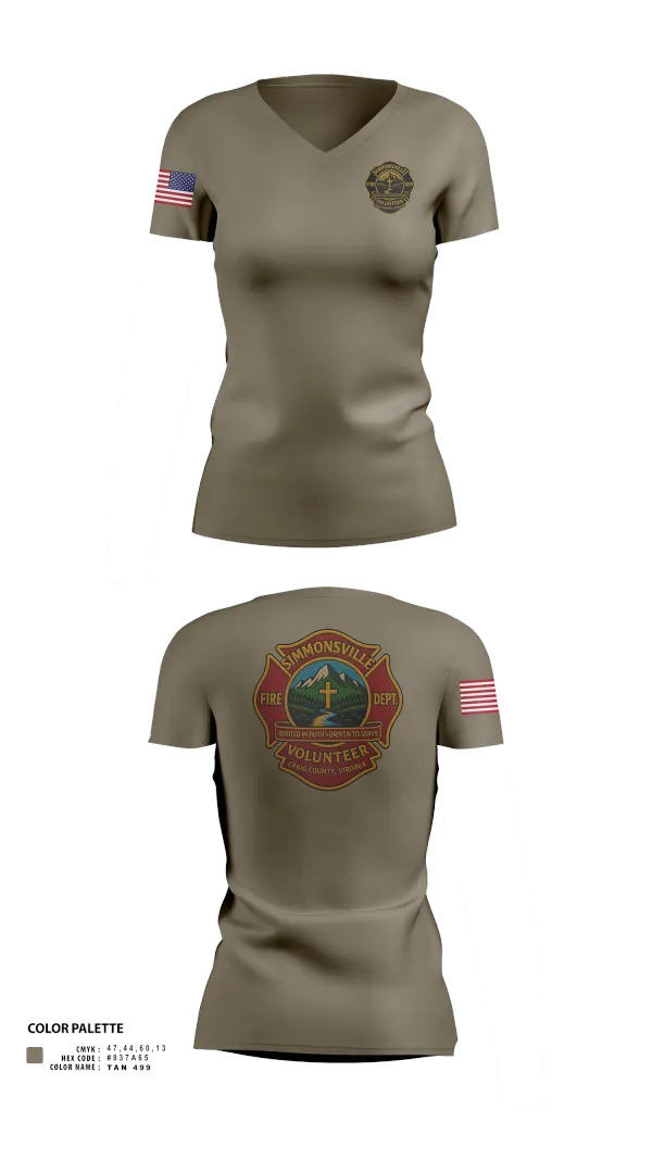 Womens Short Sleeve Vneck Shirt, Simmonsville VFD, , Teamtime, Team time, sublimation, custom sports apparel, team uniforms, spirit wear, spiritwear, sports uniforms, custom shirts, team store, custom team store, fundraiser sports, apparel fundraiser