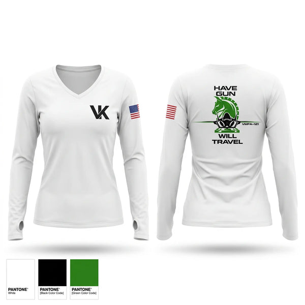 Womens Long Sleeve Vneck Shirt, VK 121, Marines, Teamtime, Team time, sublimation, custom sports apparel, team uniforms, spirit wear, spiritwear, sports uniforms, custom shirts, team store, custom team store, fundraiser sports, apparel fundraiser